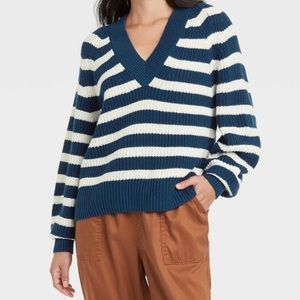 A New Day V-Neck Striped Sweater